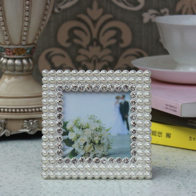 Pearl and Crystal Wedding Photo Frames/Square 3x3''