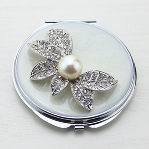 Crystal Flower Compact Mirror