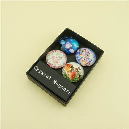 Round Crystal Magnets with Animal Printing Pattern