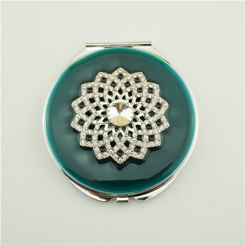 Metal double-sided compact mirror/Crystal flower makeup mirror