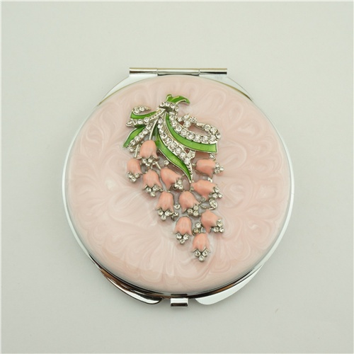 Pink portable makeup mirror/Bridesmaid compact mirror
