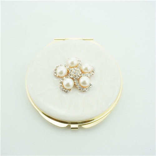 Flower series pearl compact mirror/Metal compact mirror
