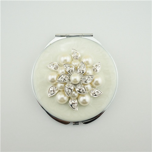 Pearl flower compact mirror/Portable makeup mirror
