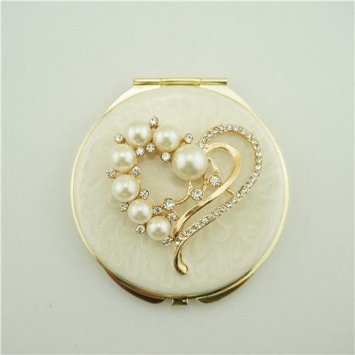 Pink valentine's day gift/Pearl compact mirror