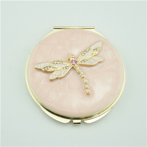 Pink compact mirror/Dragonfly compact mirror