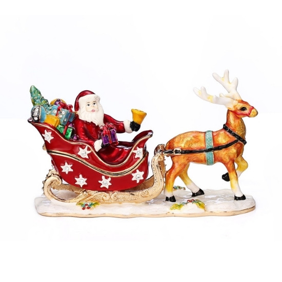 Santas S Sleigh Jewelry Box | Enamel Ornament