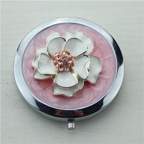 Pretty flower pink compact mirror