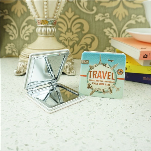 PU compact mirror/travel souvenir compact mirror