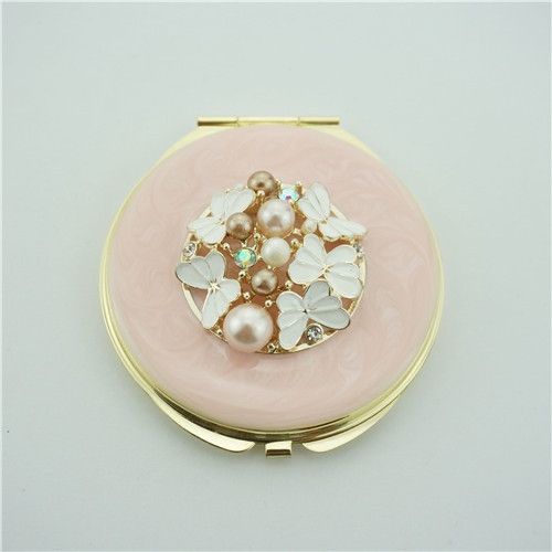 Pearl Butterfly Compact Mirror/Pink Valentines Day gift