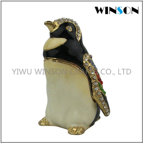 Pewter Jewelry Box / Crytals Penguin Jewelry Box