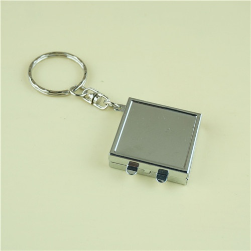 Mini compact mirror with key ring/Square metal cosmetic mirror