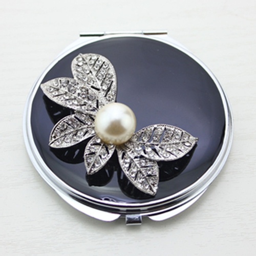 Crystal Flower Compact Mirror