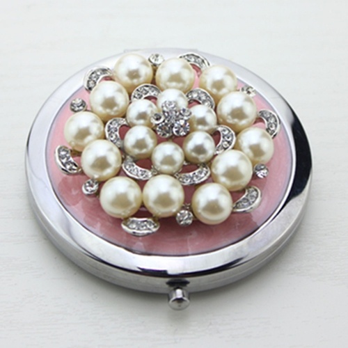 Elegant Pearl Compact Mirror