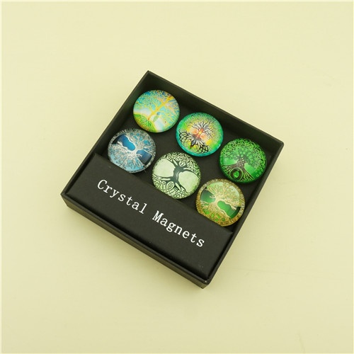 Dia 1-1/5 inches Round Dome Magnets/Green Trees Design