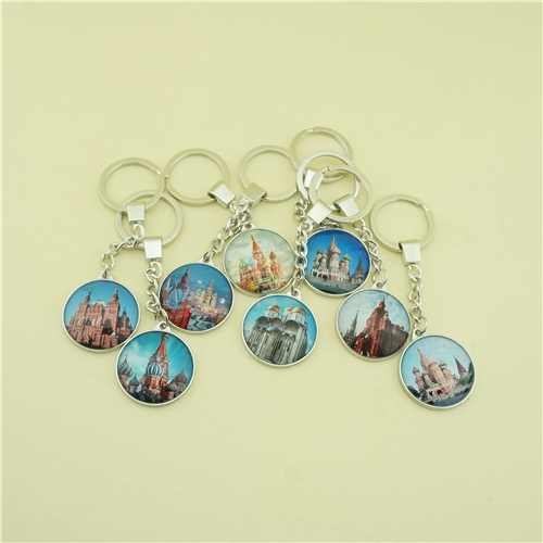 Glass Key Chain with Single Side Printing Moscow View
