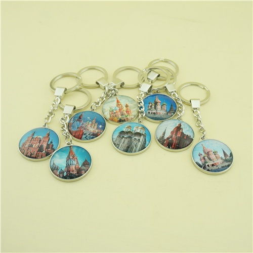 Glass Key Chain with Single Side Printing Moscow View
