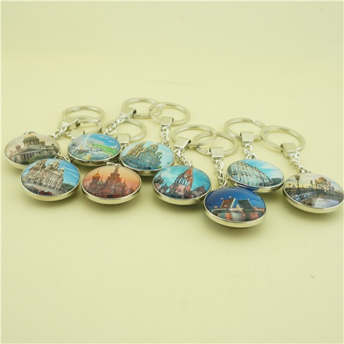 Double Side Glass Keychains with Saint Peterburg Great Views