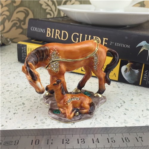 Brown Metal Jewel Box/Animal Horse Jewelry Box