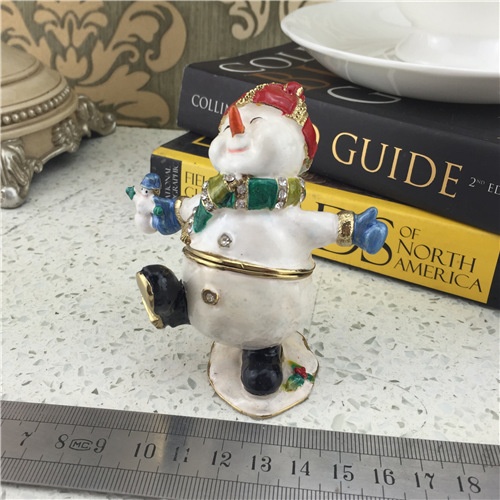 Imitation Ceramic Metal Jewel Box/Christmas Snowman Jewelry Box
