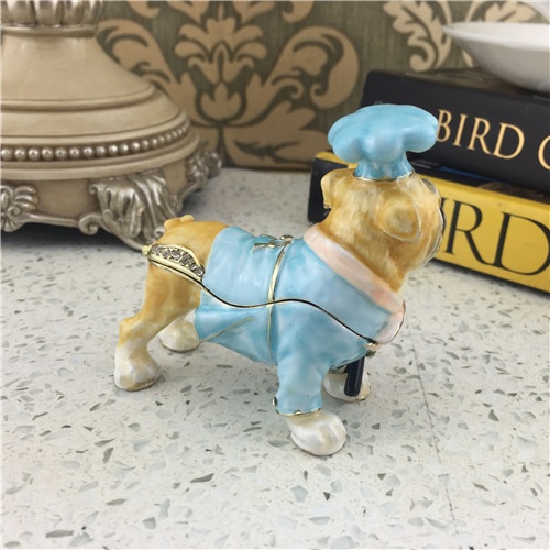 Blue Small Dog Jewelry Box/Imitation Ceramic Jewel Box