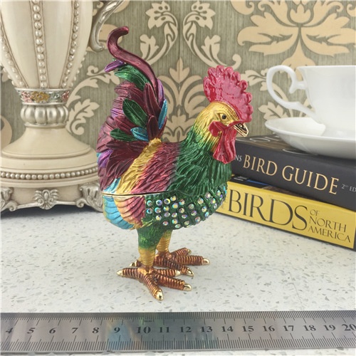 Painted Metal Jewel Box/Animal Chicken Jewelry Box