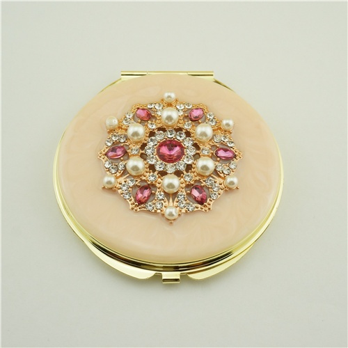 Mini metal round two-sided personal portable makeup mirror