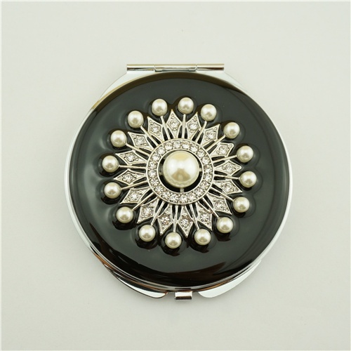 Metal pearl makeup mirror/mother of pearl compact mirror