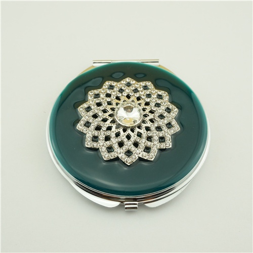 Metal double-sided compact mirror/Crystal flower makeup mirror