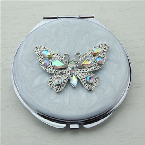 Enamel butterfly compact mirror