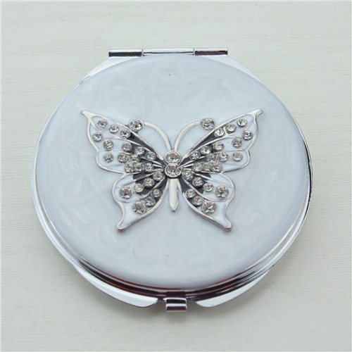 Butterfly compact mirror with crystals