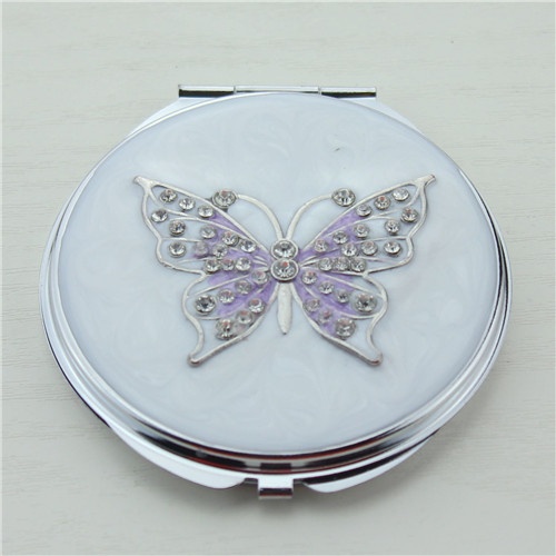 Butterfly compact mirror with crystals