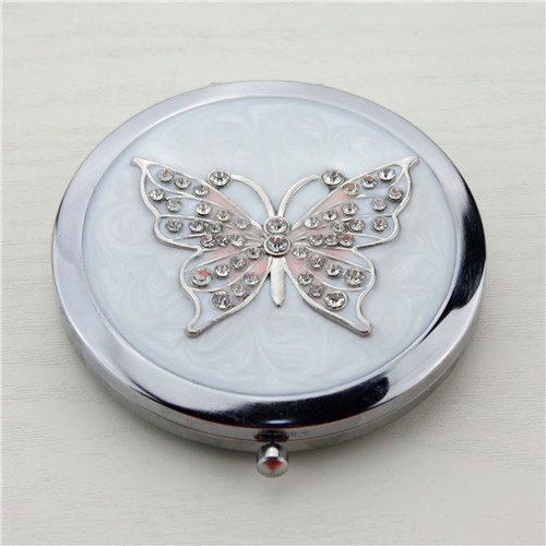 Violet butterfly compact mirror/round mirror