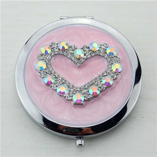 Jewelled heart compact mirror