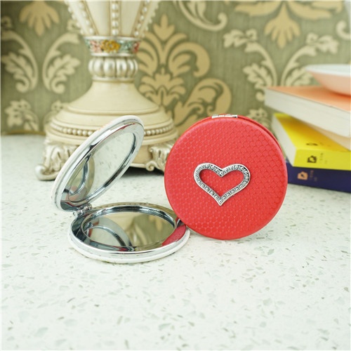 PU compact mirror/promotional gift leather compact mirror
