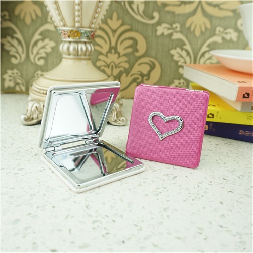 PU compact mirror/promotional gift leather compact mirror