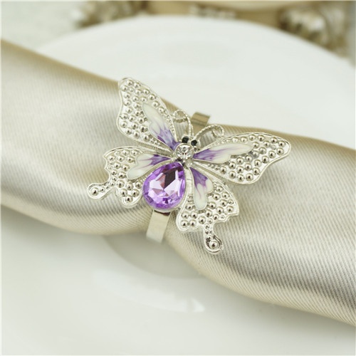 Metal Napkin Ring / Purple Butterfly Napkin Ring