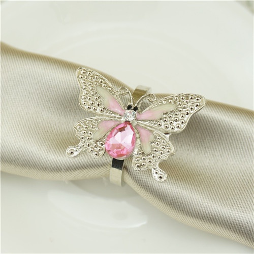 Metal Napkin Ring / Pink Butterfly Napkin Ring