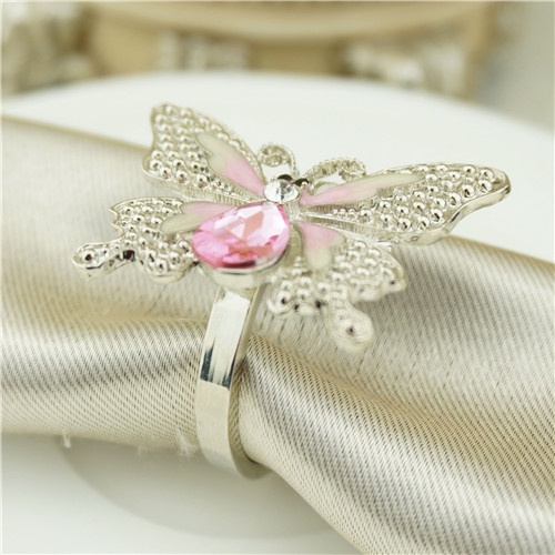 Metal Napkin Ring / Pink Butterfly Napkin Ring