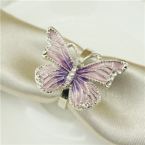 Metal Napkin Ring / Handmade Enamel Butterfly Napkin Rings
