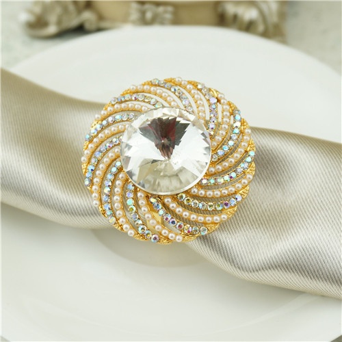 Metal Napkin Ring / Gold Crystals Napkin Ring Wholesale