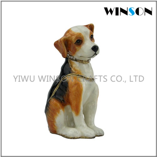 crystals dog pewter jewelry box/dog shape trinket box/handmade luxury