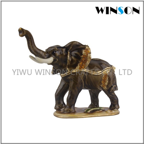 elephant metal crafts /handmade enamel jewelry box wholesale/ jeweled trinket box
