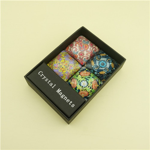 Square Domed Crystal Magnets with Vintage Flower Patterns