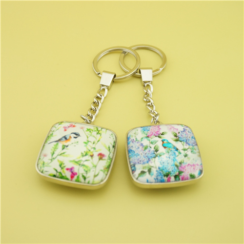 Bird & Botanic Dome Glass Keychain