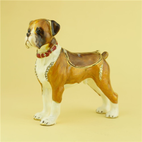 home decor gifts little dog jewelry box decorative crystal pewter jewelry box customzied design