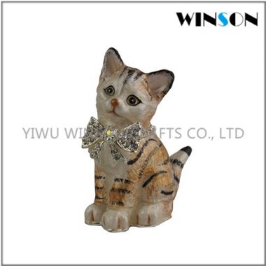 Pewter Jewelry Box / Crytals Cat Jewelry Box