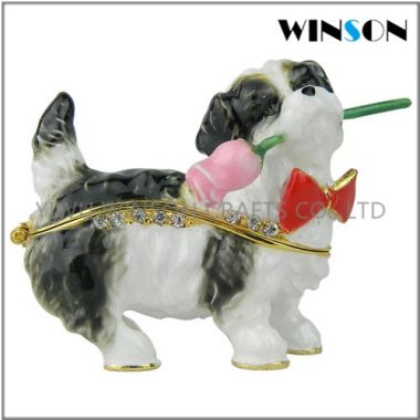 Pewter Jewelry Box / Crytals Cat Jewelry Box