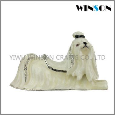 Pewter Jewelry Box / Crytals Dog Jewelry Box
