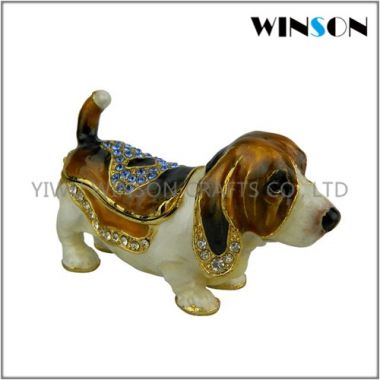 Pewter Jewelry Box / Crytals Dog Jewelry Box