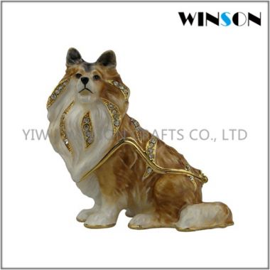 Pewter Jewelry Box / Crytals Dog Jewelry Box